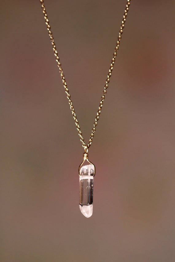 Clear quartz necklace, quartz wand pendant, healing crystal necklace, dainty gold necklace, everyday necklace, natural crystal jewelry - 42