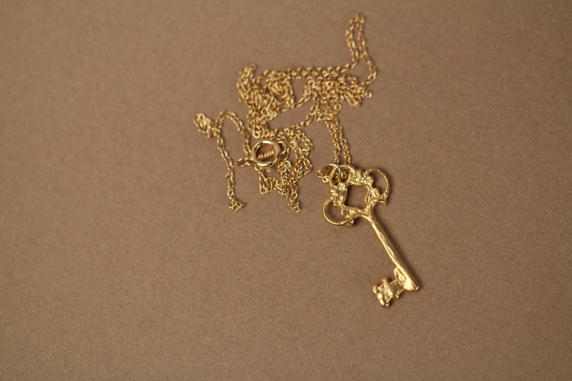 Gold key necklace little gold key key necklace delicate Etsy