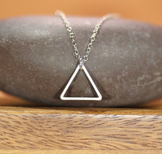 Silver triangle necklace, simple necklace, everyday necklace, geometric necklace, layering necklace, minimalist necklace, triangle pendant