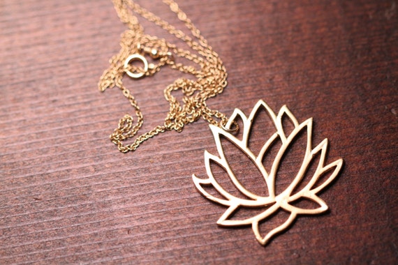 Lotus necklace - gold lotus necklace - yoga necklace - lotus flower - gold lotus flower on a 14k gold vermeil chain