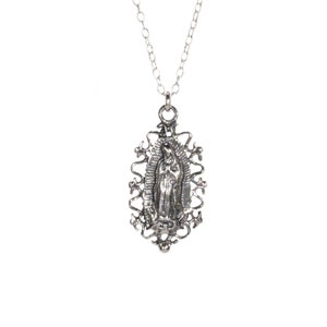 Virgin Mary necklace, religious necklace, catholic necklace, mother of god pendant, blessed mother, sterling silver Virgin Mary