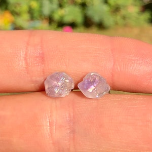 Raw amethyst earrings, raw crystal stud earring, boho rainbow earrings, gift for her