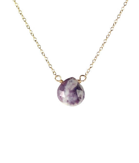 Opal necklace - morado opal necklace - purple opal - teardrop opal - a faceted opal teardrop wire wrapped onto a 14k gold vermeil chain
