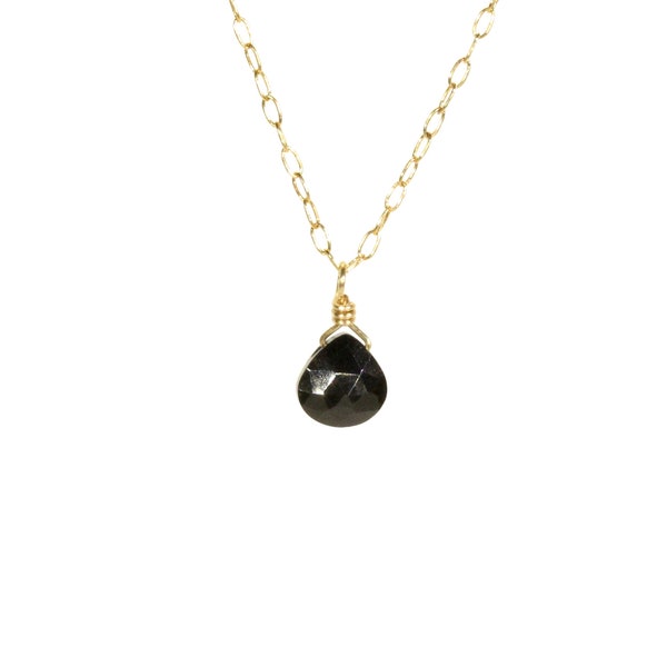 Tiny tourmaline necklace, black crystal necklace, black tourmaline crystal, chakra necklace, 14k gold filled everyday necklace