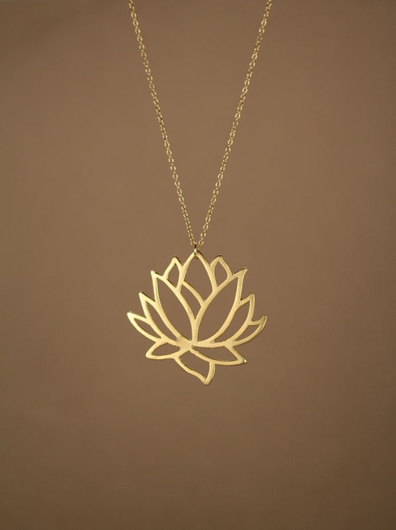 Lotus necklace, gold lotus flower necklace, blooming flower jewelry, lotus pendant, a 14k gold vermeil lotus flower on 14k gold filled chain