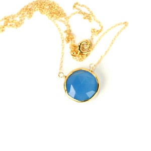 Chalcedony necklace - crystal necklace - blue chalcedony necklace - gemstone necklace - a gold lined chalcedony on a 14k gold filled chain