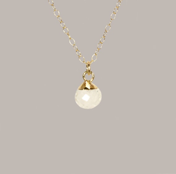 Quartz necklace, crystal orb necklace, healing crystal necklace, healing stone pendant, dainty 14k gold filled necklace