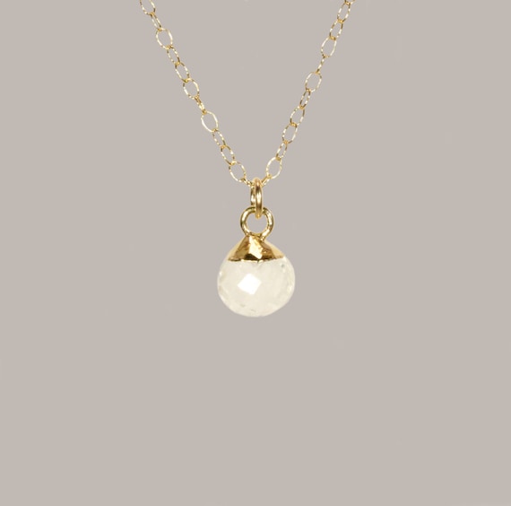 Quartz necklace, crystal orb necklace, healing crystal necklace, healing stone pendant, dainty 14k gold filled necklace