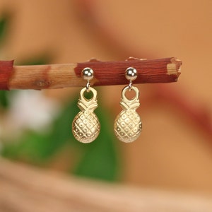 Pineapple earrings, pineapple stud earrings, tropical jewelry, fruit earrings, juicy pineapple studs, gold filled earrings
