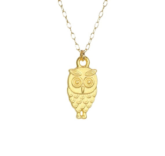 Gold Owl Necklace: Dainty 14k Gold Filled Bird Pendant