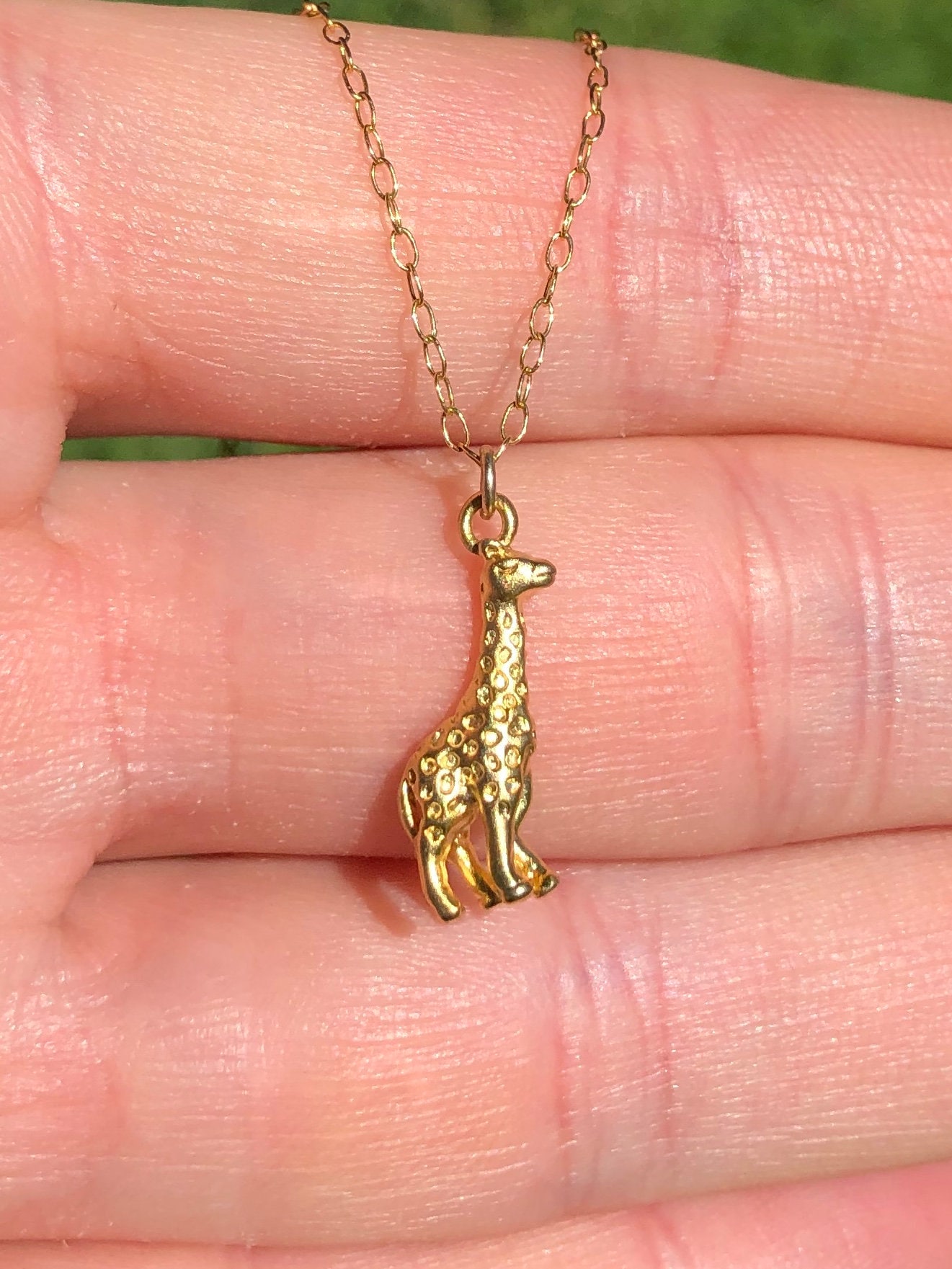 Gold giraffe necklace, safari animal pendant, animal pendant, baby