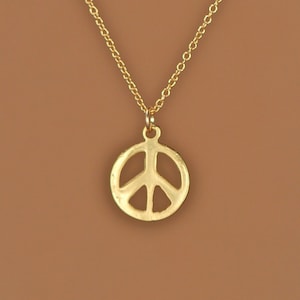 Gold peace sign necklace peace necklace delicate and dainty a 14k gold plated little gold peace symbol on a 14k gold filled chain image 4