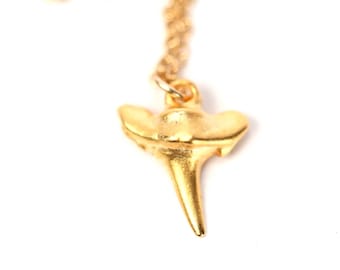 Gold shark tooth necklace, beach jewelry, shark tooth pendant, gold point, a tiny 14k gold vermeil sharks tooth on a 14k gold filled chain