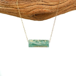 Sea glass necklace - roman glass necklace - ancient glass necklace - opalized - ancient roman glass on a 14k gold filled chain