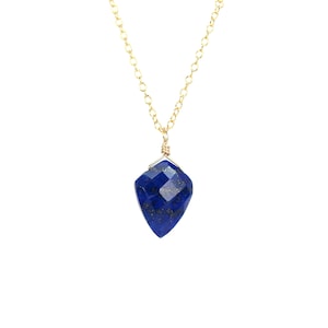 Blue lapis necklace, spike necklace, lapis lazuli spike necklace, crystal arrowhead necklace, spear necklace, 14k gold filled chain
