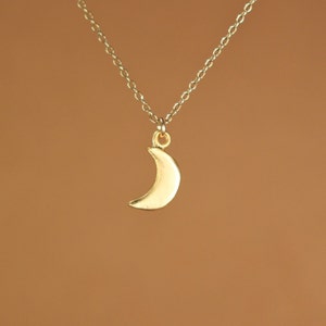 Moon necklace - tiny moon necklace - gold moon - crescent moon necklace - a 14k gold overlay little moon on a 14k gold filled chain