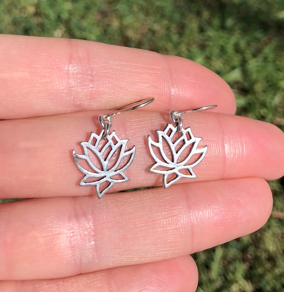 Lotus earrings, sterling silver flower earrings, flower dangle earrings, nature inspired, blooming flower earrings, lotus flower jewelry