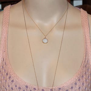 White druzy necklace teardrop necklace gold filled satellite chain necklace raw crystal necklace image 4