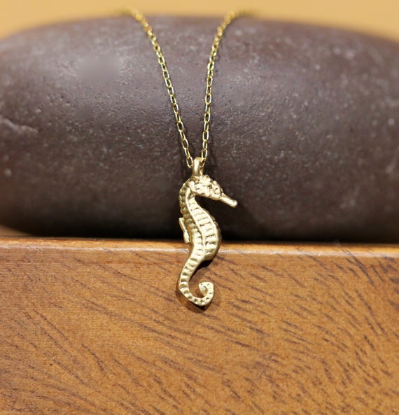 Sea Horse Necklace, Little Sea Horse, Gold Sea Horse Pendant, Cute