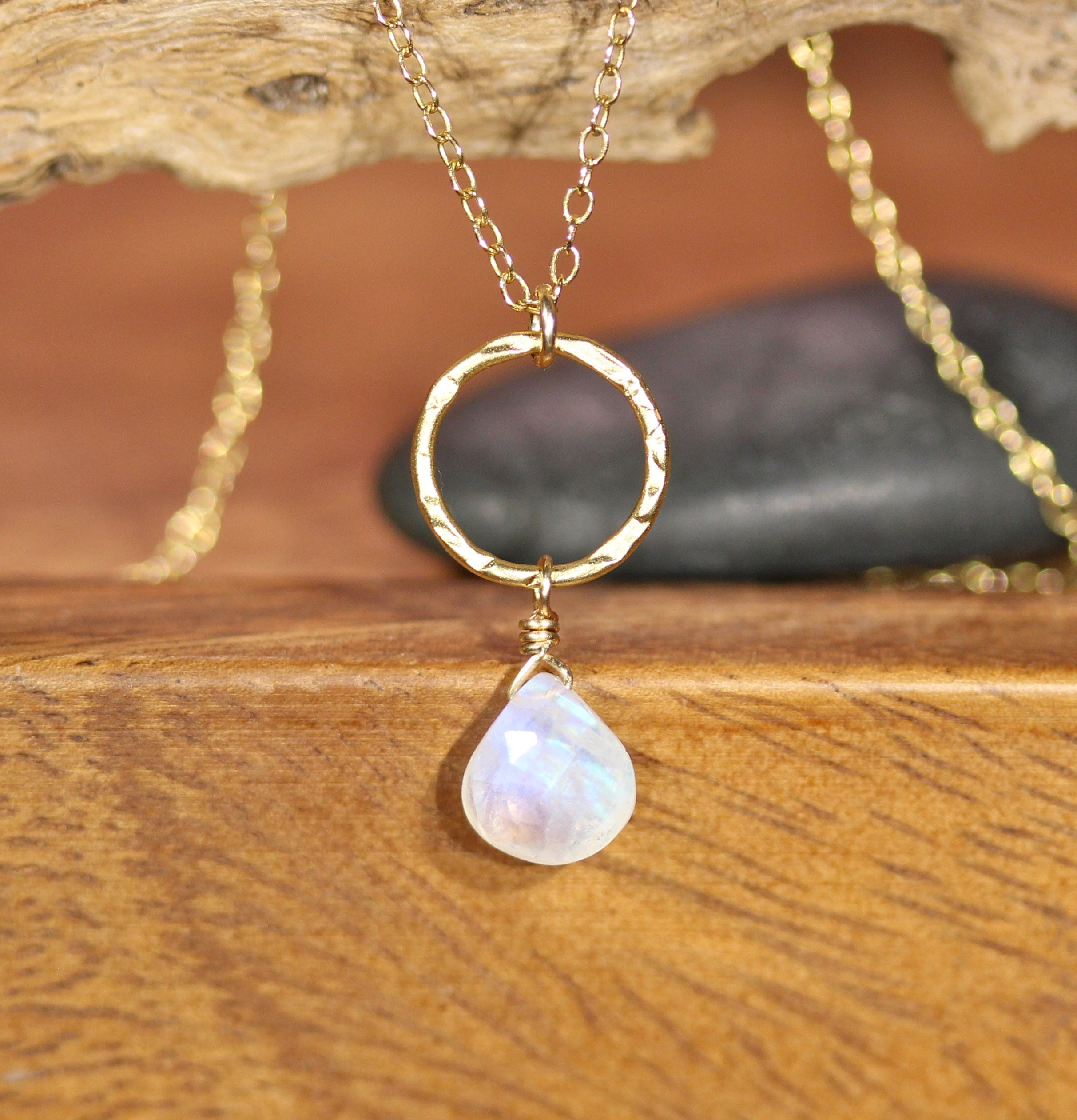 Rainbow moonstone necklace, dainty crystal necklace, June birthstone ...