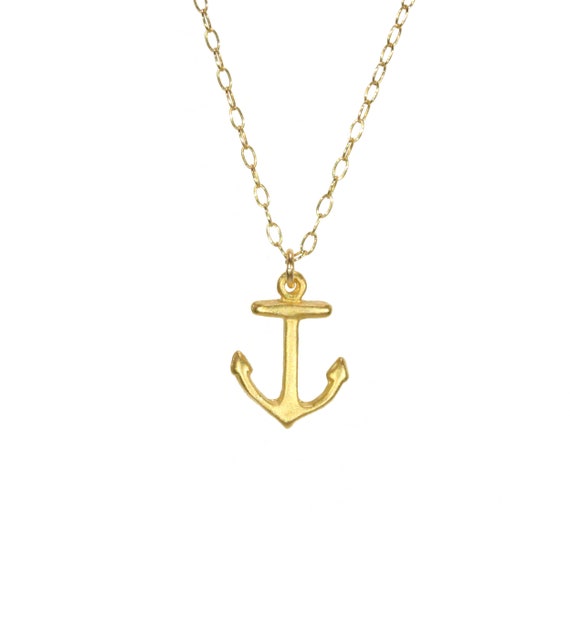 Anchor necklace, sailors necklace, gold anchor pendant, beach necklace, nautical, a 14k gold vermeil anchor on a 14k gold filled chain