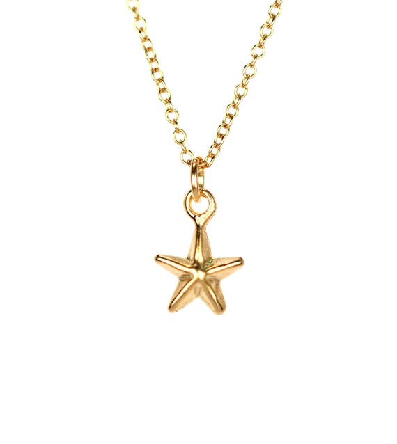 Star necklace - tiny star necklace - twinkle twinkle little star - a little 14k gold vermeil star on 14k gold filled chain