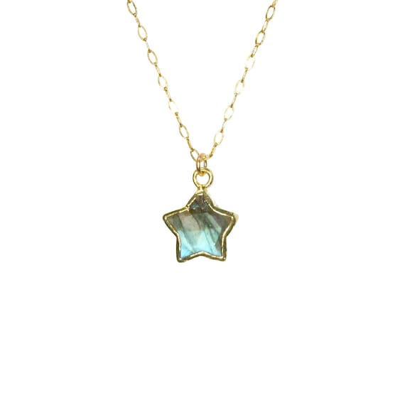 Labradorite star necklace, crystal star necklace, gemstone star necklace, celestial necklace, healing crystal, 14k gold filled chain