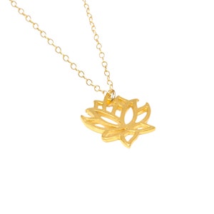 Lotus necklace, gold lotus flower, yoga necklace, blooming flower jewelry, a little 14k gold vermeil lotus flower on 14k gold filled chain image 4