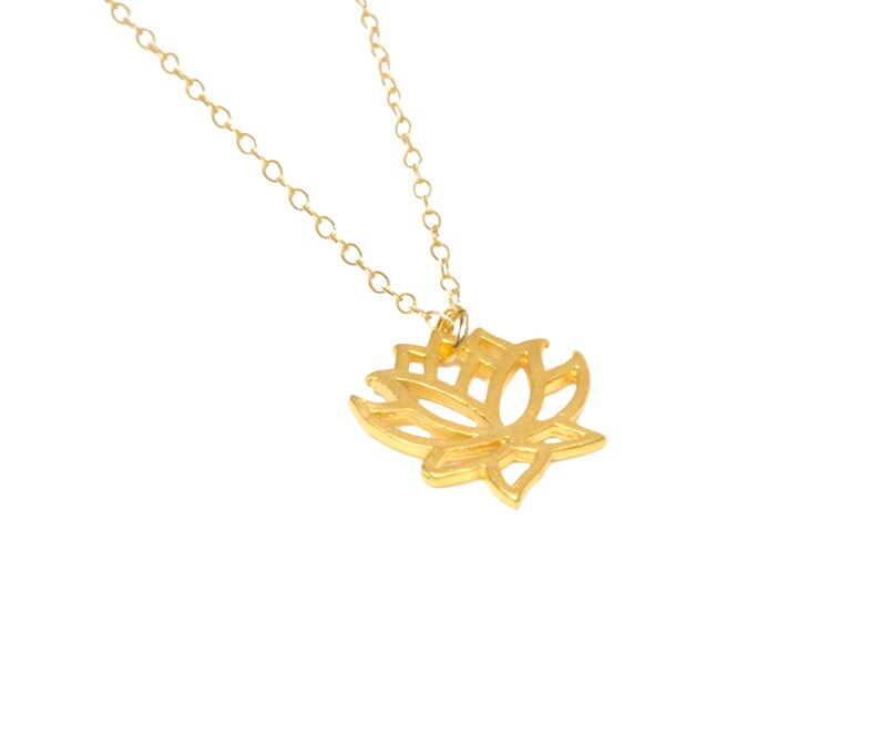 Lotus necklace, gold lotus flower, yoga necklace, blooming flower jewelry, a little 14k gold vermeil lotus flower on 14k gold filled chain image 4