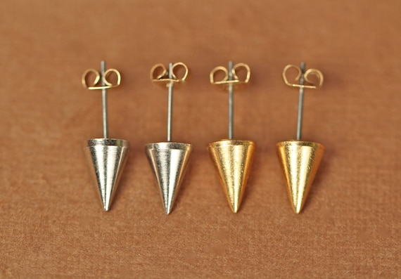 Gold spike earrings - spike studs - silver spike earrings - spike studs - punk rock - gold spikes