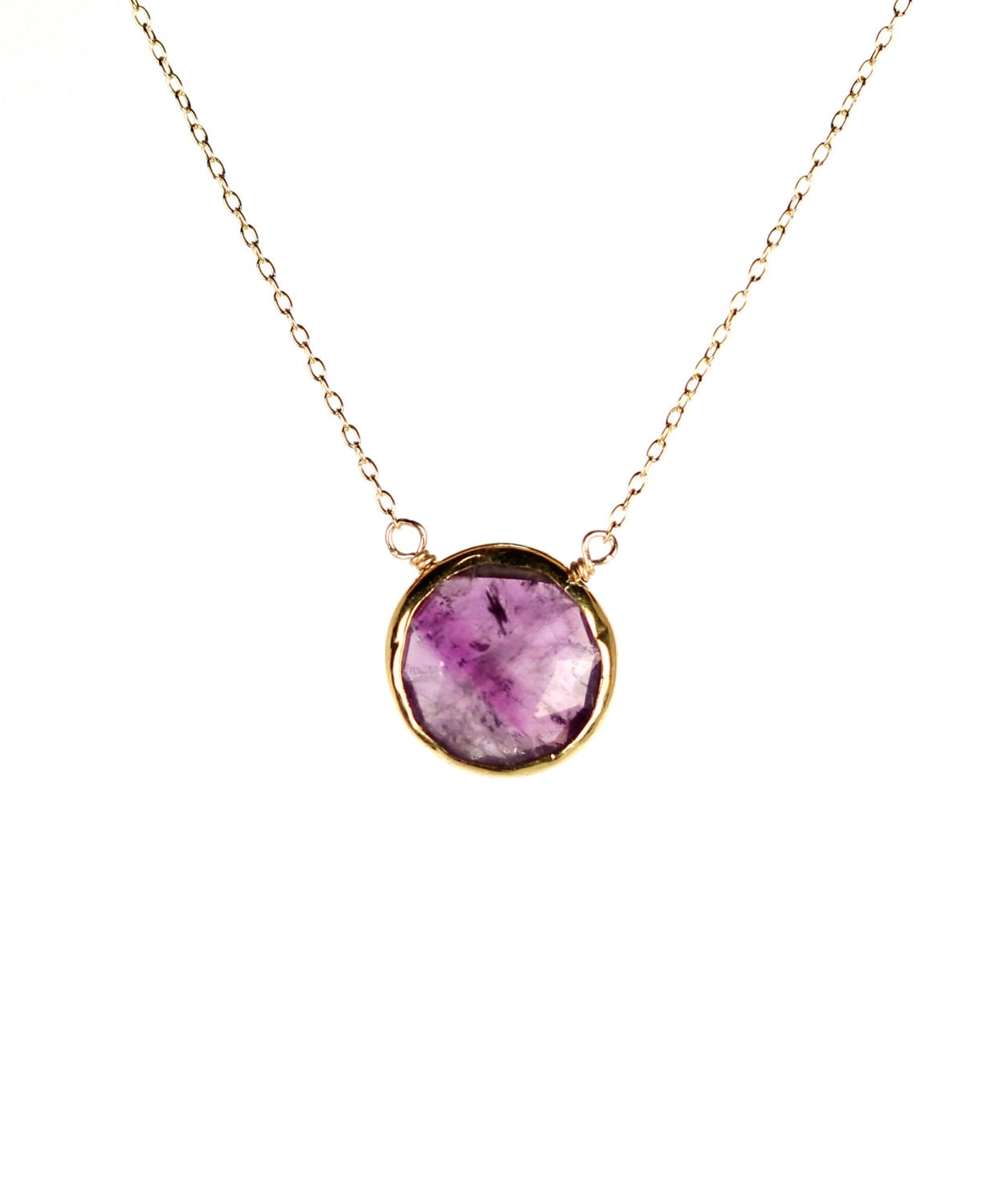 Amethyst necklace, February birthstone pendant, amethyst crystal ...