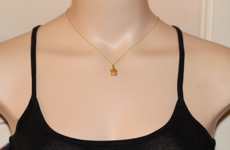 Ganesha necklace gold ganesha indian god ganesh yoga necklace amulet a 14k gold vermeil ganesha on a 14k gold filled chain image 5