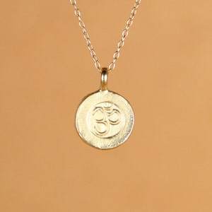Gold ohm necklace, yoga necklace, meditation necklace, zen pendant, peace, a gold vermeil ohm charm on a 14k gold vermeil chain