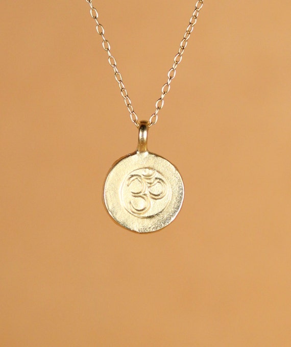 Gold ohm necklace, yoga necklace, meditation necklace, zen pendant, peace, a gold vermeil ohm charm on a 14k gold vermeil chain