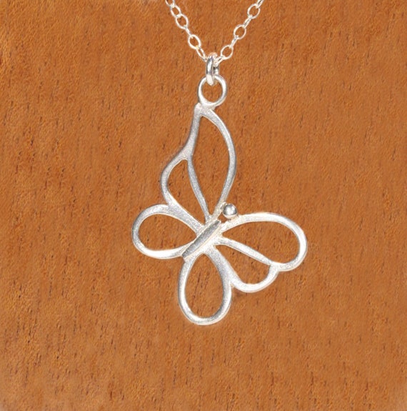 Silver butterfly necklace, dainty flying wing necklace, gift for her, monarch pendant, insect jewelry