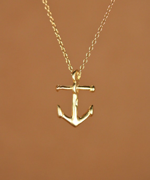 Gold anchor necklace, small anchor pendant, nautical theme, beach babe, little anchor charm, tropical necklace, layering necklace