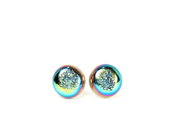 Druzy earrings studs - geode earrings - druzy stud earrings - sterling silver earrings