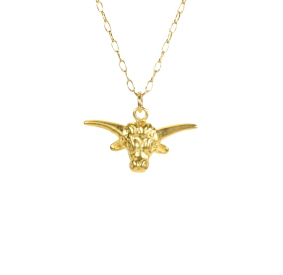 Bull necklace, cowgirl necklace, western jewelry, bull head necklace, gold bull horns, longhorn bull skull, steer head, fun gift idea