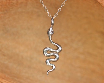 Snake Necklace: Sleek Serpent Pendant on a Sterling Silver Chain