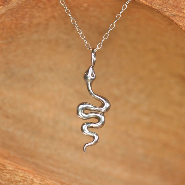 Silver snake necklace - serpent necklace - rihanna necklace - a sterling silver snake on a sterling silver chain