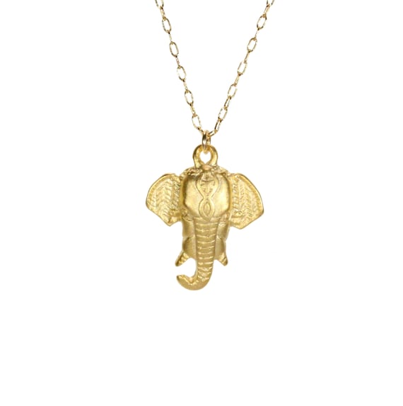 Elephant necklace, lucky gold elephant, good luck necklace, traditional Indian necklace,  14k gold filled chain