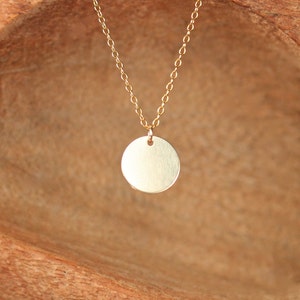 Gold disc necklace - gold dot - gold circle necklace - simple - everyday necklace - a 14k gold filled disc on a 14k gold filled chain