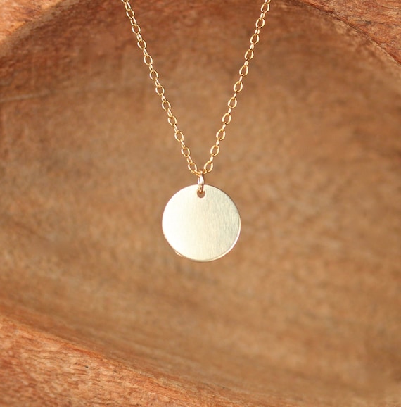 Gold disc necklace - gold dot - gold circle necklace - simple - everyday necklace - a 14k gold filled disc on a 14k gold filled chain