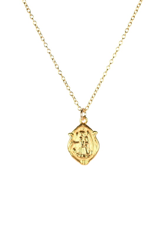 Virgin Mary necklace, religious necklace, catholic necklace, protection pendant, a 14k gold vermeil virgin mary on a 14k gold filled chain