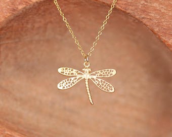 Solid 14K Yellow Gold and Rose Gold Milgrain Dragonfly Pendant with Texture Solid 14K Yellow Gold and Rose Gold Milgrain Dragonfly Pendant with Texture