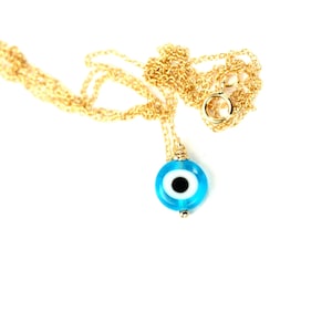 Evil eye necklace - blue evil eye -  chashm zakhm - nazar - a blue and white glass eye on a 14k gold vermeil or sterling silver chain
