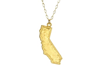 Collier californien, collier Los Angeles, l'état d'or, amour californien, LA, San Diego, San Francisco, UCLA, chaîne remplie d'or 14 carats