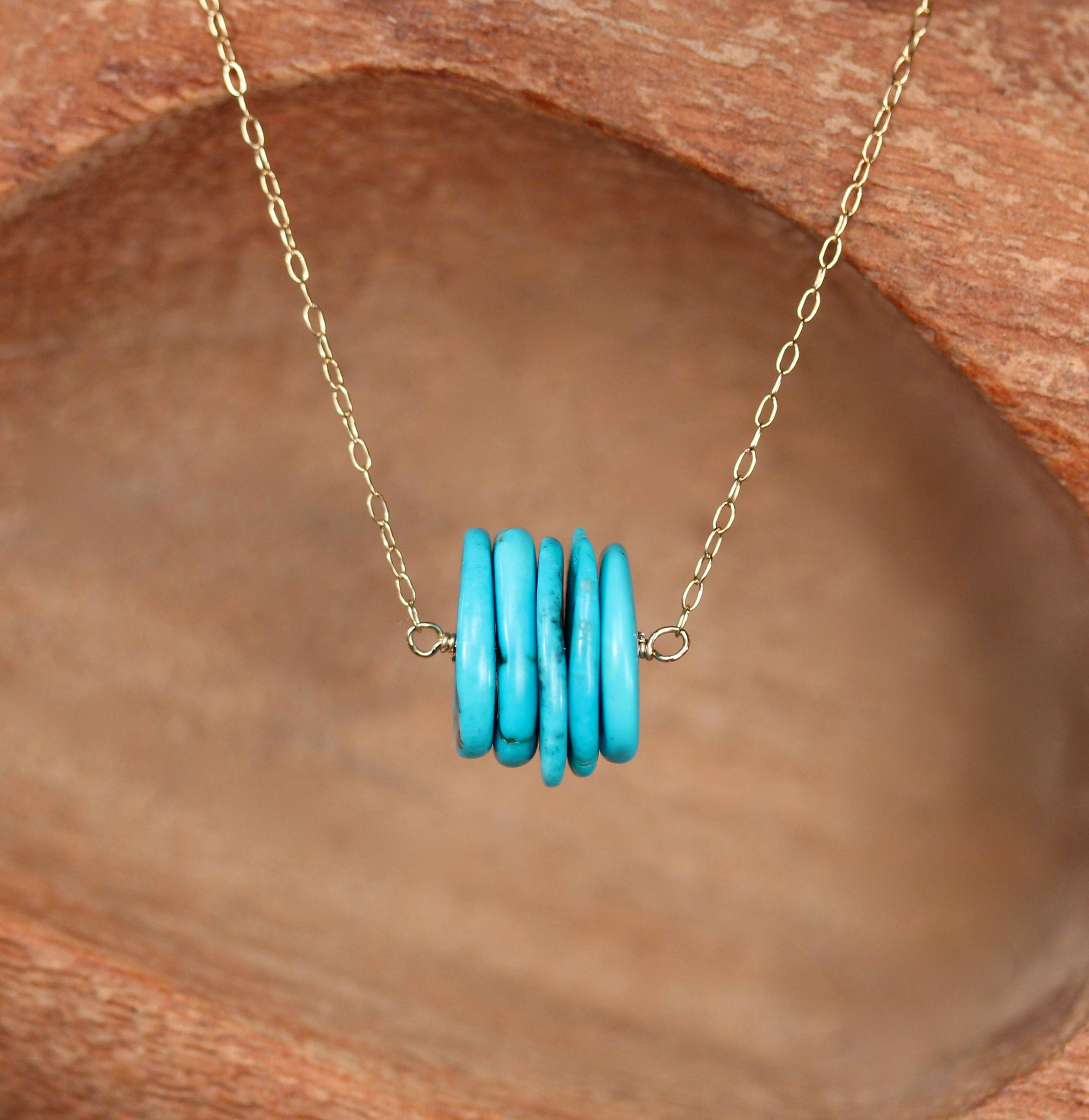 Genuine turquoise store bar necklace