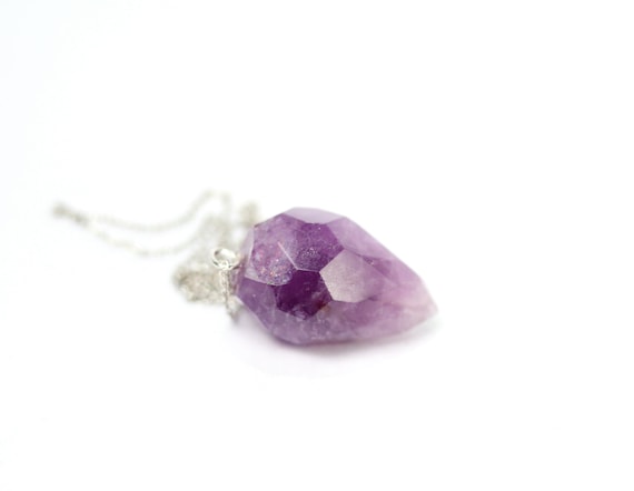 Amethyst necklace - hypnosis pendulum - crystal necklace - amethyst pendulum - a faceted amethyst hypnosis pendulum on sterling silver chain