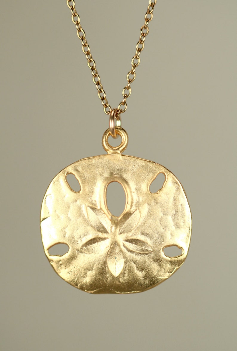 Gold sand dollar necklace delicate necklace a dainty gold sand dollar hanging from a 14k gold vermeil chain image 4